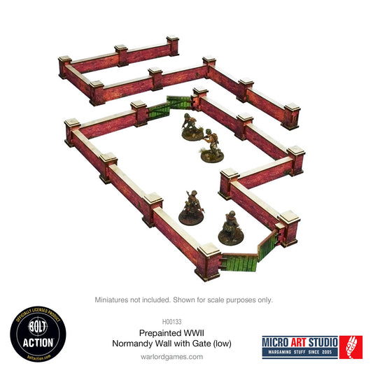 Achtung Panzer!: Pre-painted WW2 Normandy Walls with Gate (low)