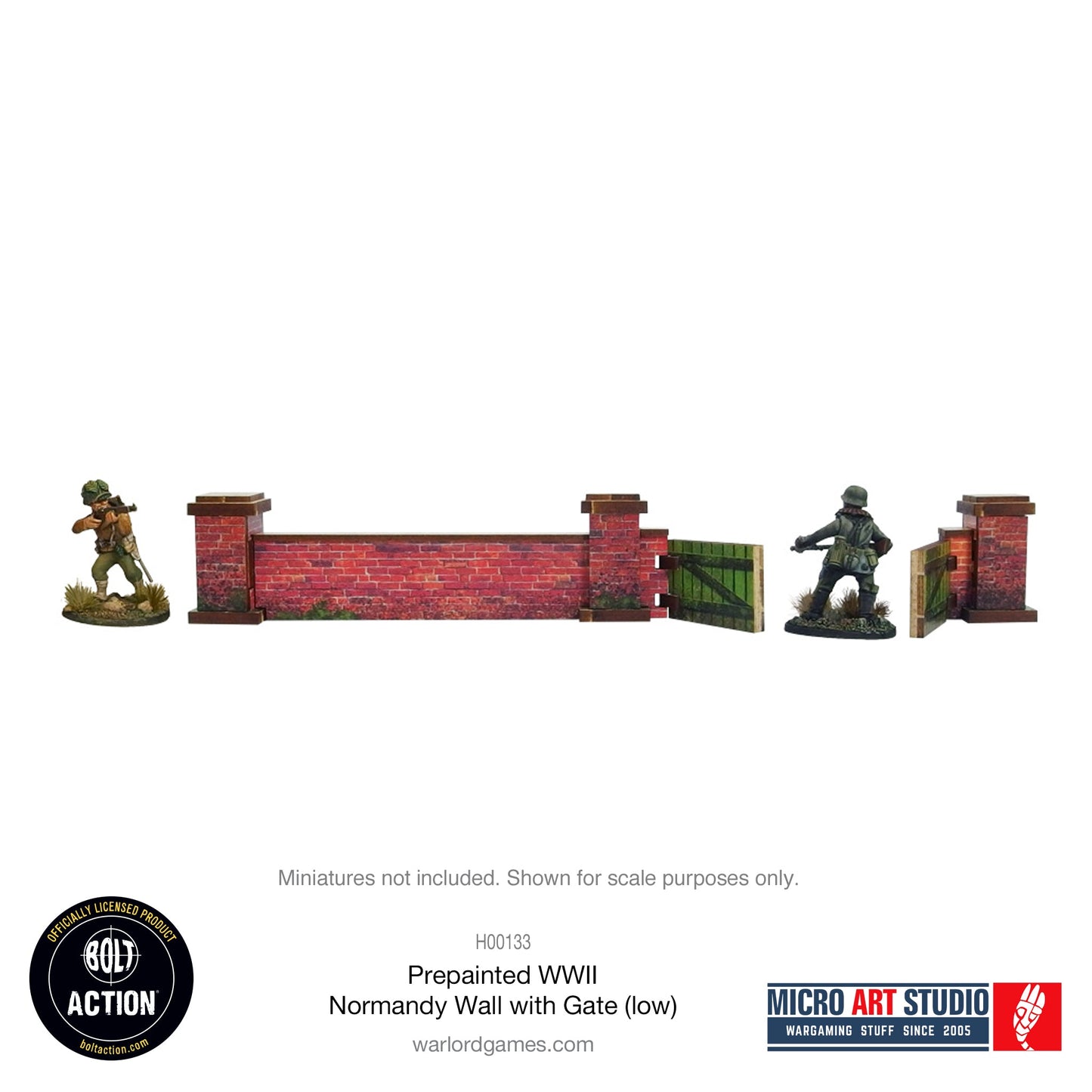 Achtung Panzer!: Pre-painted WW2 Normandy Walls with Gate (low)