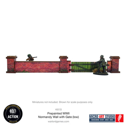 Achtung Panzer!: Pre-painted WW2 Normandy Walls with Gate (low)
