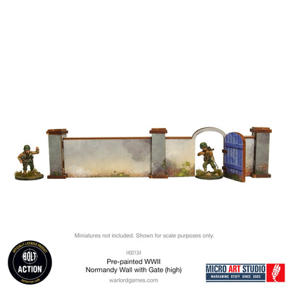 Achtung Panzer!: Pre-painted WW2 Normandy Walls with Gate (high)