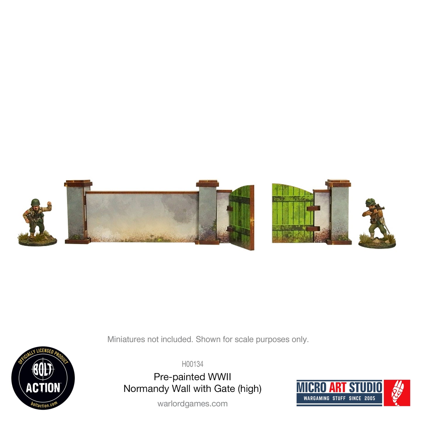 Achtung Panzer!: Pre-painted WW2 Normandy Walls with Gate (high)