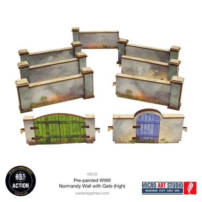 Achtung Panzer!: Pre-painted WW2 Normandy Walls with Gate (high)