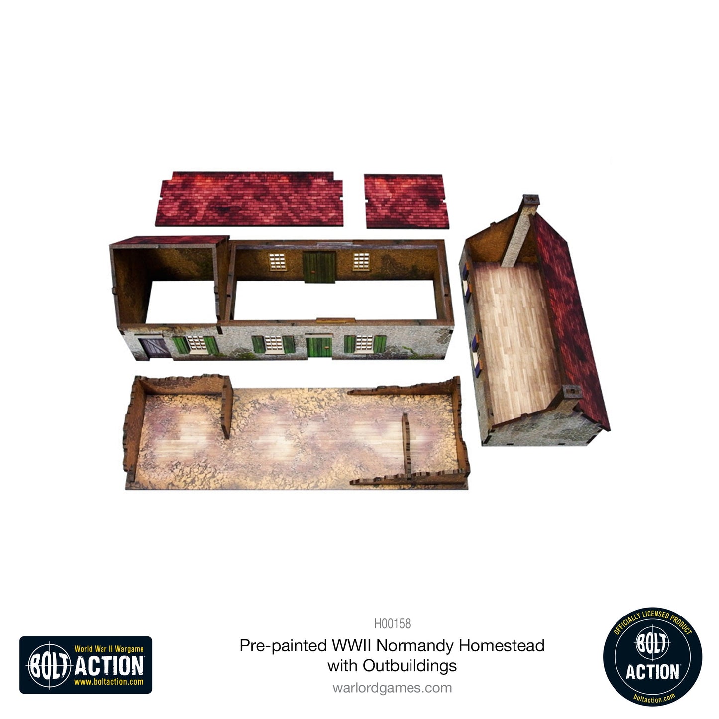 Achtung Panzer!: Pre-painted WWII Normandy Homestead with Outbuildings