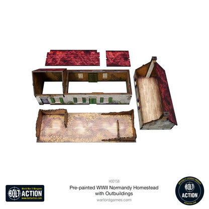 Achtung Panzer!: Pre-painted WWII Normandy Homestead with Outbuildings
