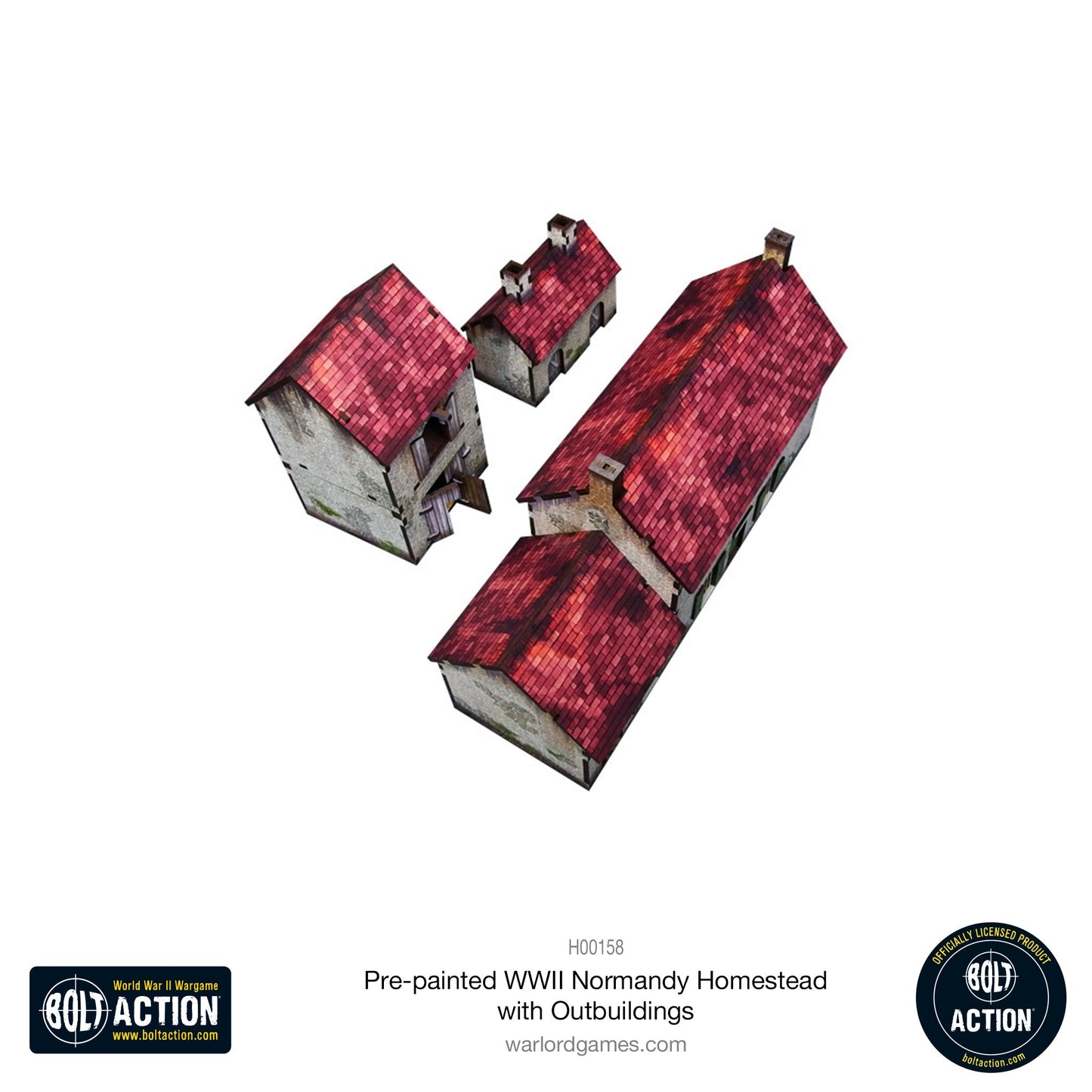 Achtung Panzer!: Pre-painted WWII Normandy Homestead with Outbuildings