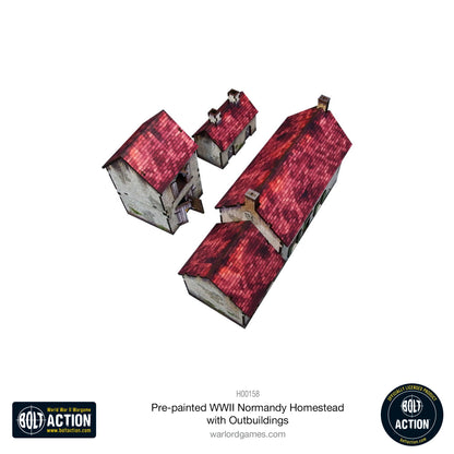 Achtung Panzer!: Pre-painted WWII Normandy Homestead with Outbuildings
