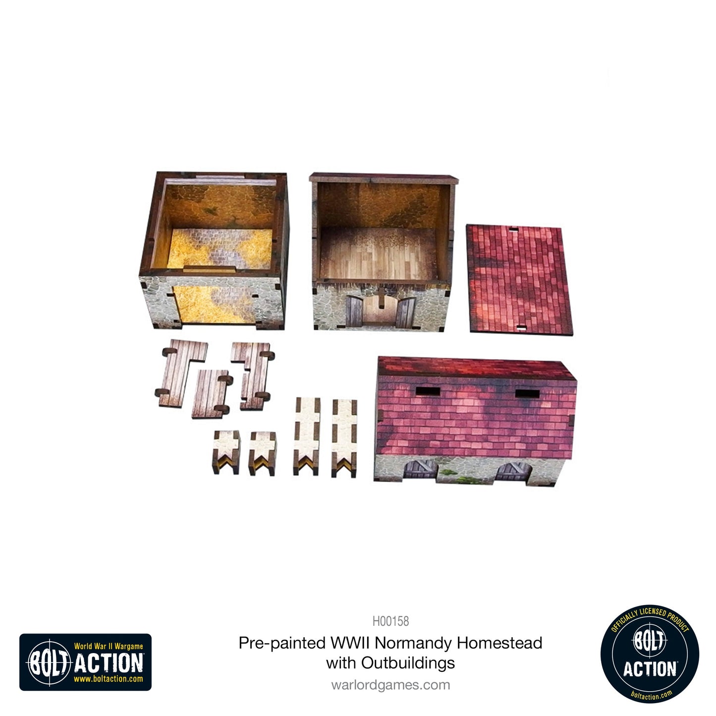 Achtung Panzer!: Pre-painted WWII Normandy Homestead with Outbuildings