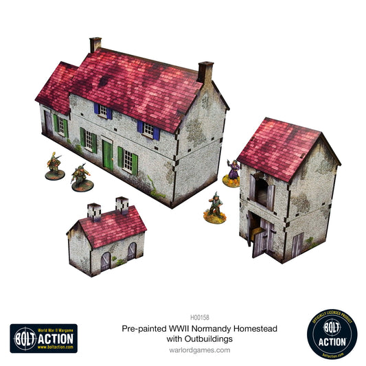 Achtung Panzer!: Pre-painted WWII Normandy Homestead with Outbuildings