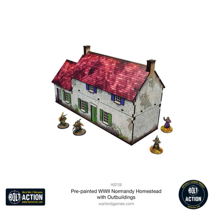 Achtung Panzer!: Pre-painted WWII Normandy Homestead with Outbuildings