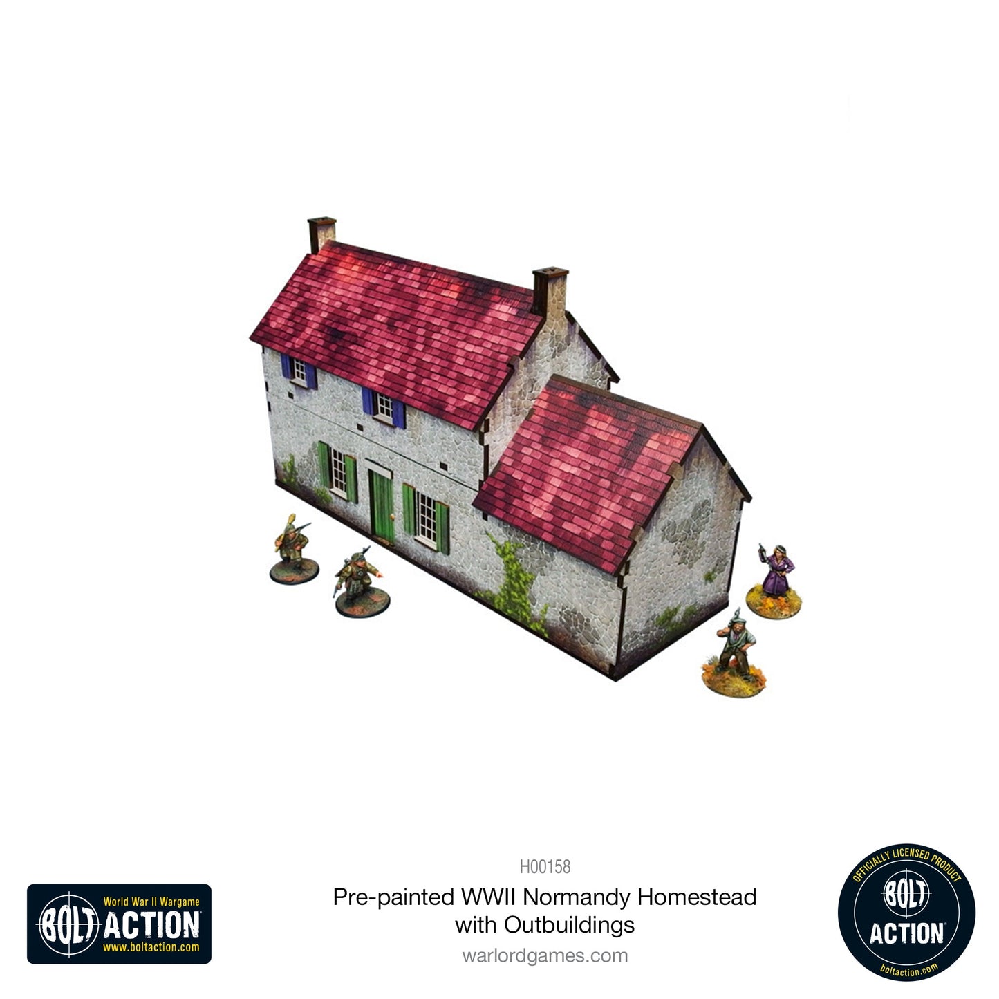 Achtung Panzer!: Pre-painted WWII Normandy Homestead with Outbuildings