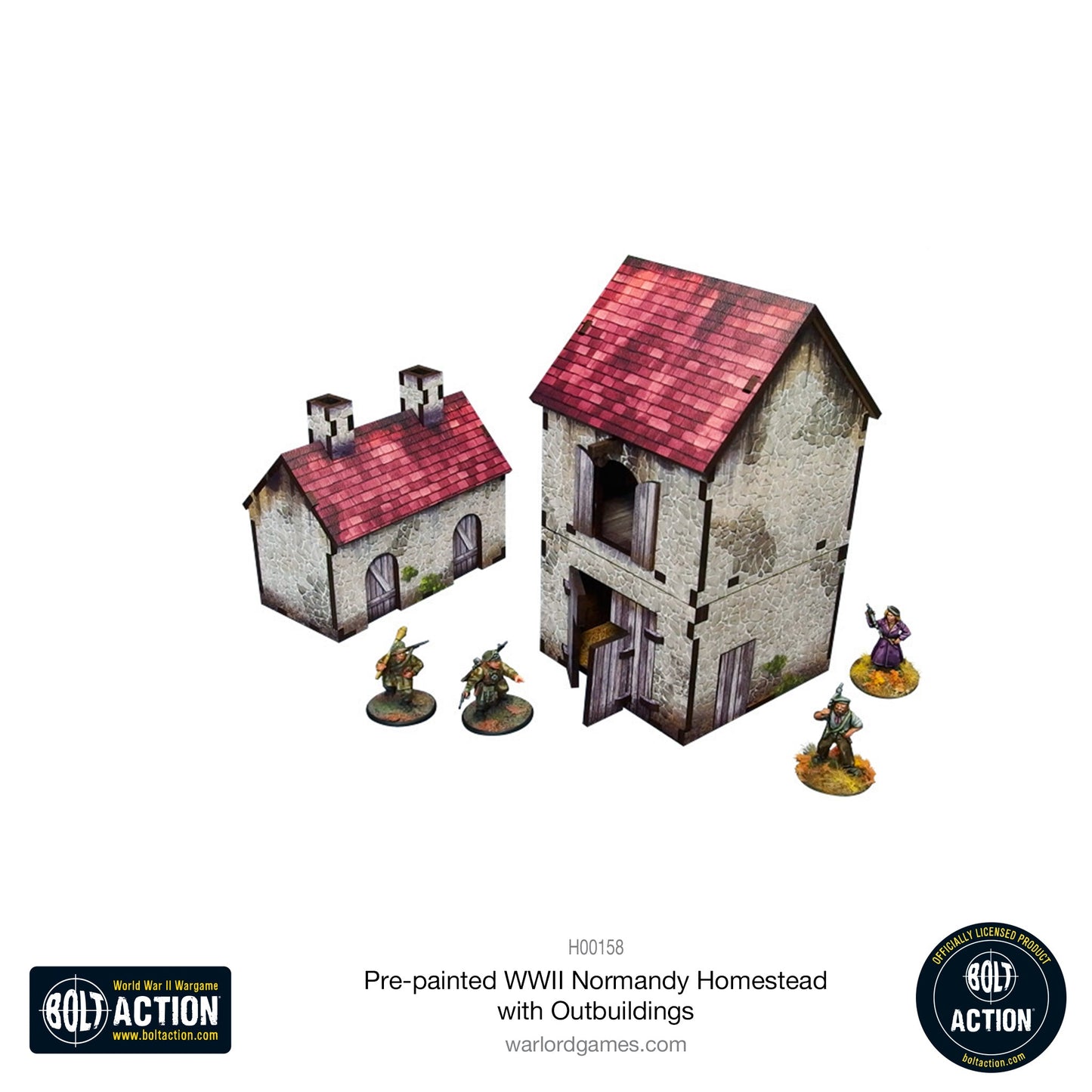 Achtung Panzer!: Pre-painted WWII Normandy Homestead with Outbuildings