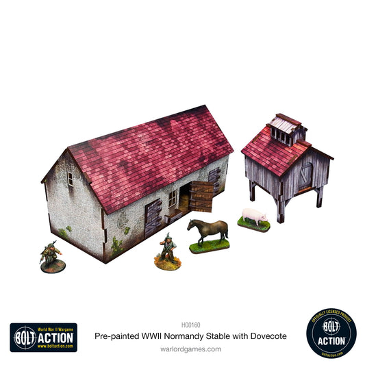 Achtung Panzer!: Pre-painted WWII Normandy Stable with Dovecote