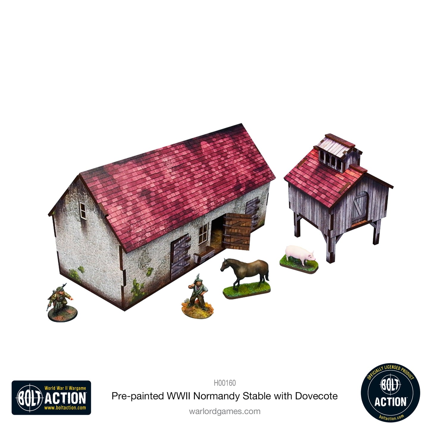 Achtung Panzer!: Pre-painted WWII Normandy Stable with Dovecote