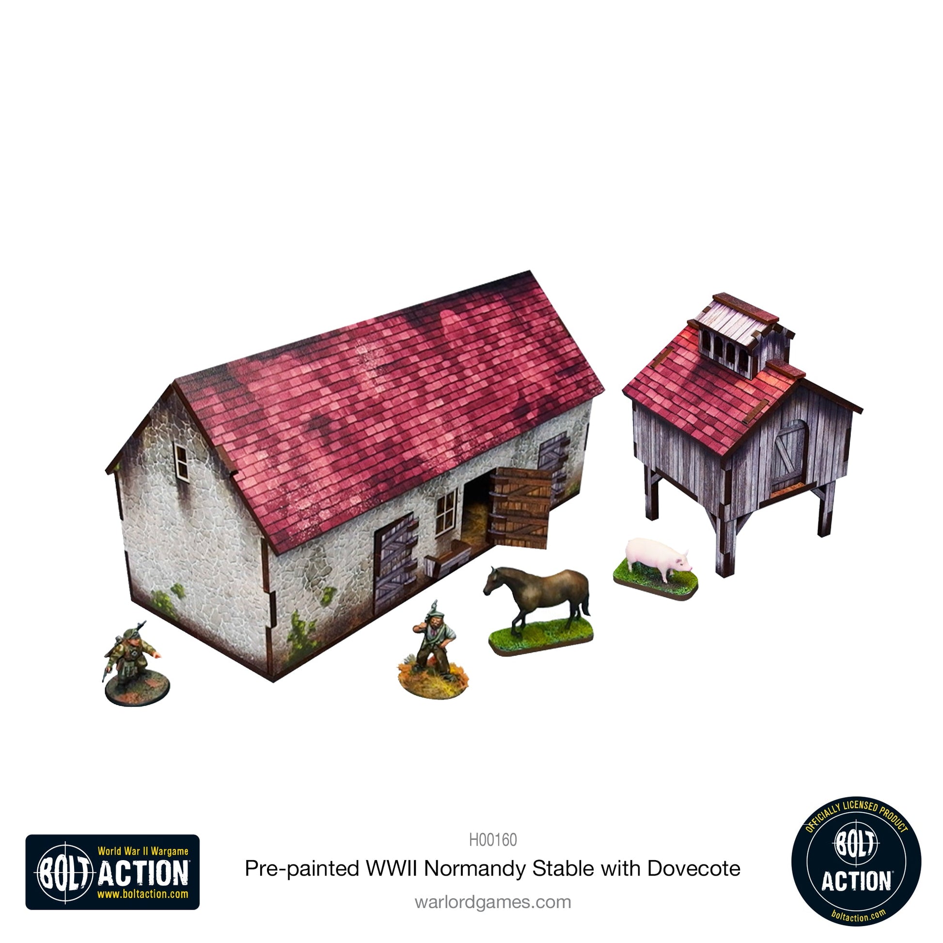 Achtung Panzer!: Pre-painted WWII Normandy Stable with Dovecote