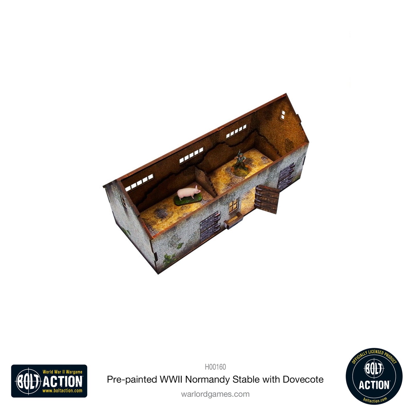 Achtung Panzer!: Pre-painted WWII Normandy Stable with Dovecote