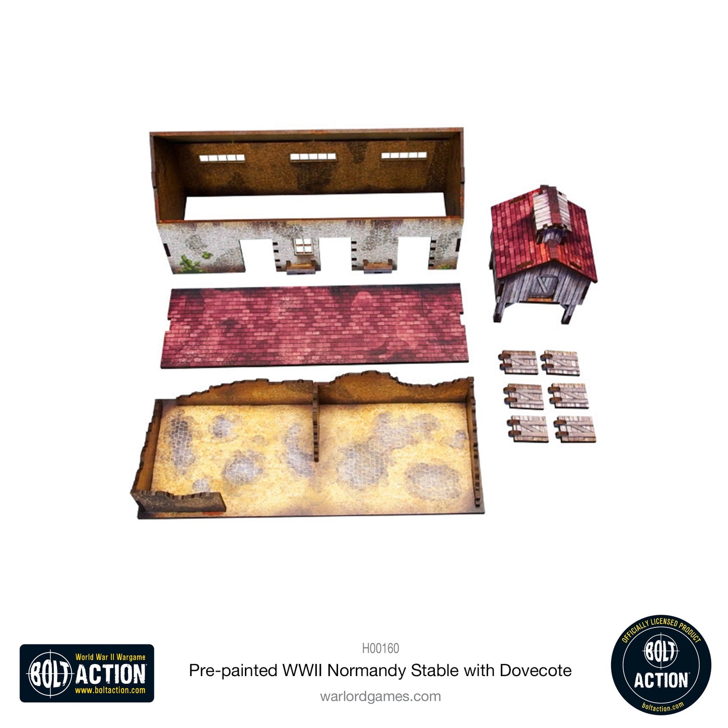 Achtung Panzer!: Pre-painted WWII Normandy Stable with Dovecote