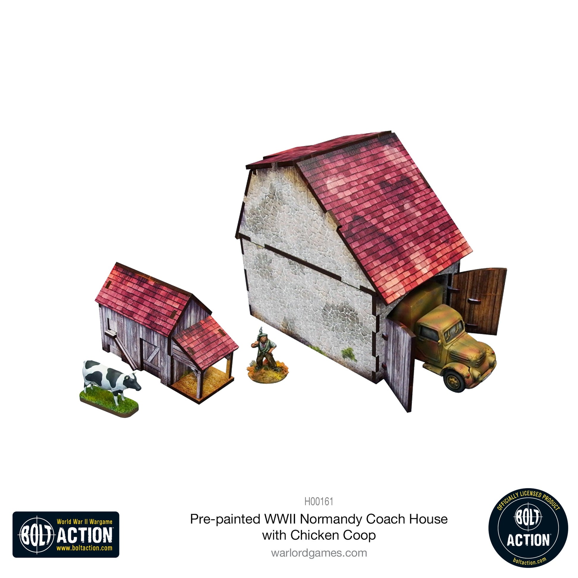 Achtung Panzer!: Pre-painted WWII Normandy Coach House with Chicken Coop