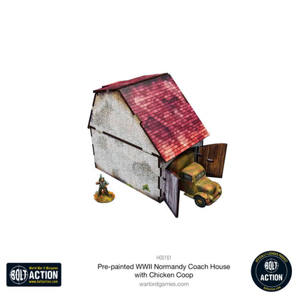 Achtung Panzer!: Pre-painted WWII Normandy Coach House with Chicken Coop