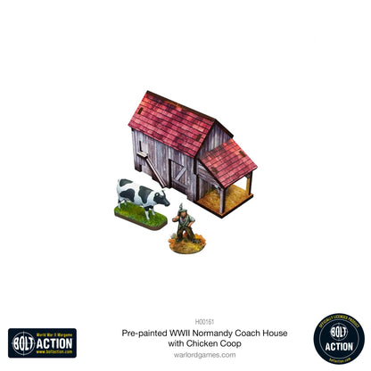 Achtung Panzer!: Pre-painted WWII Normandy Coach House with Chicken Coop