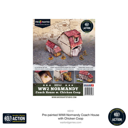 Achtung Panzer!: Pre-painted WWII Normandy Coach House with Chicken Coop