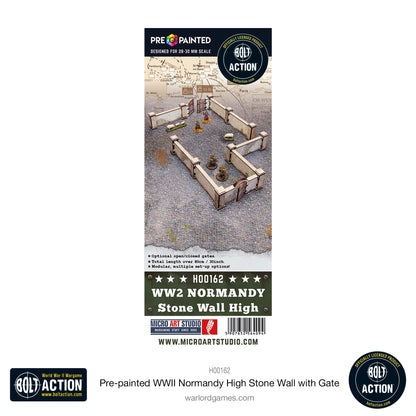 Achtung Panzer!: Pre-painted WWII Normandy High Stone Wall with Gate