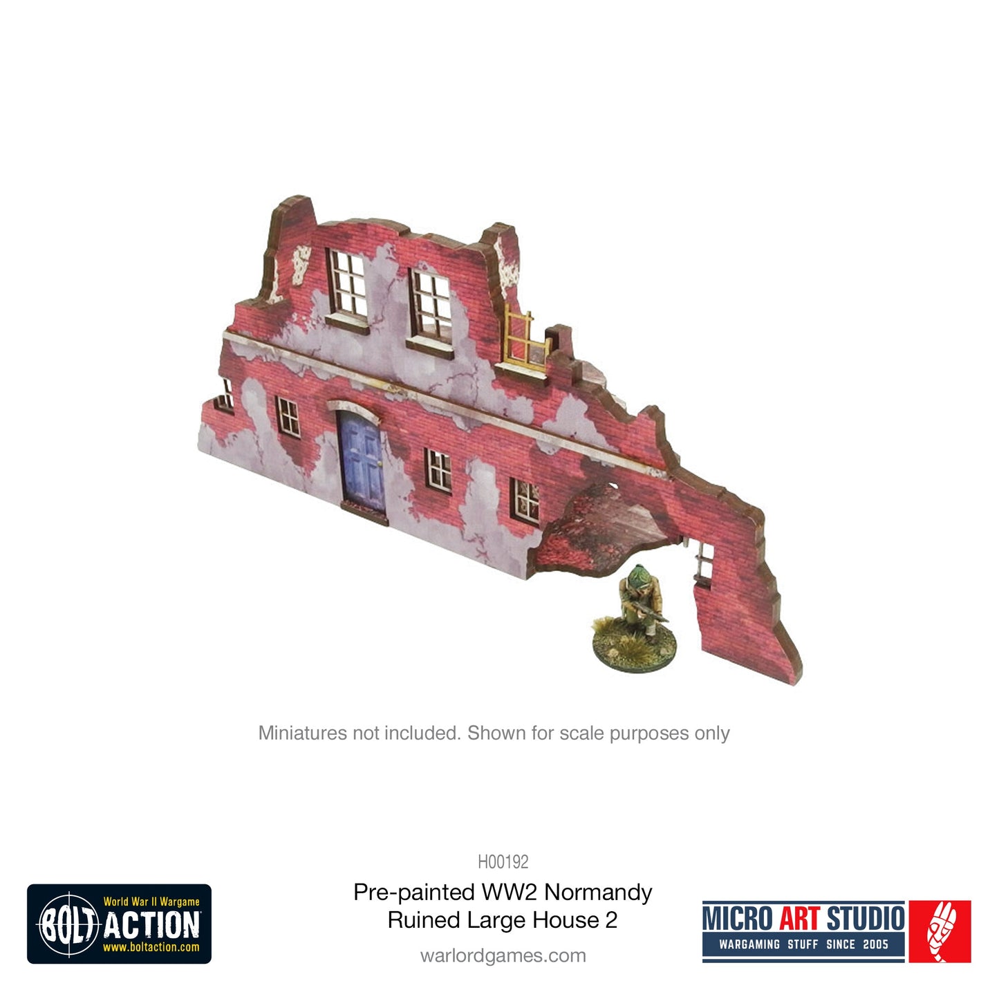 Achtung Panzer!: Pre-Painted WW2 Normandy Ruined Large House 2