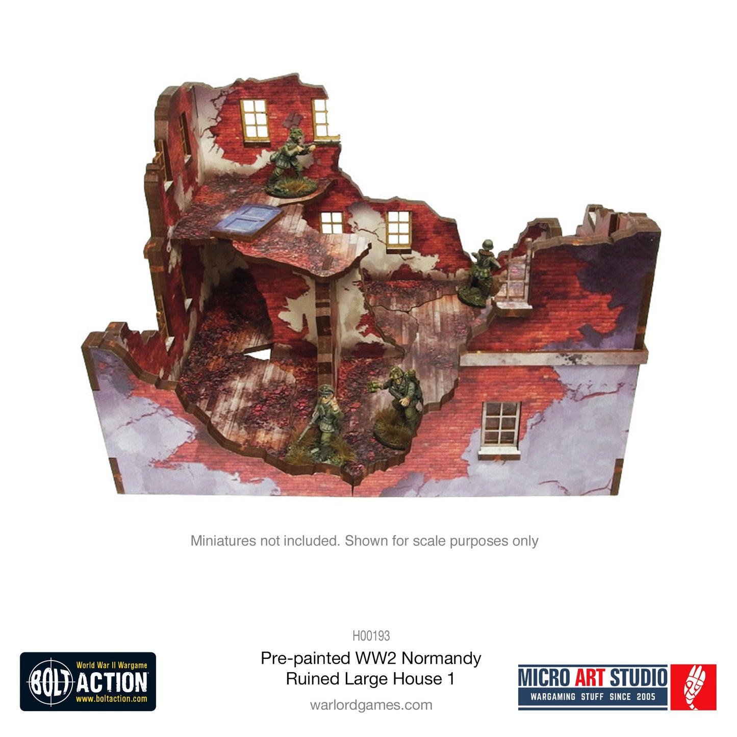 Achtung Panzer!: Pre-Painted WW2 Normandy Ruined Large House 1