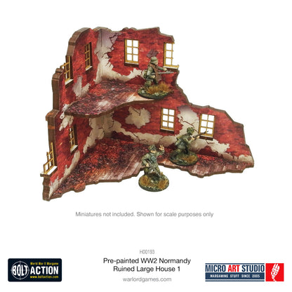 Achtung Panzer!: Pre-Painted WW2 Normandy Ruined Large House 1