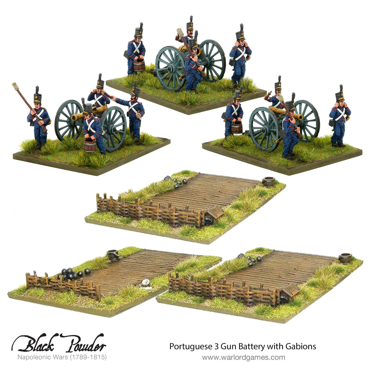 Black Powder: Portuguese 3 Gun Battery with Gabions