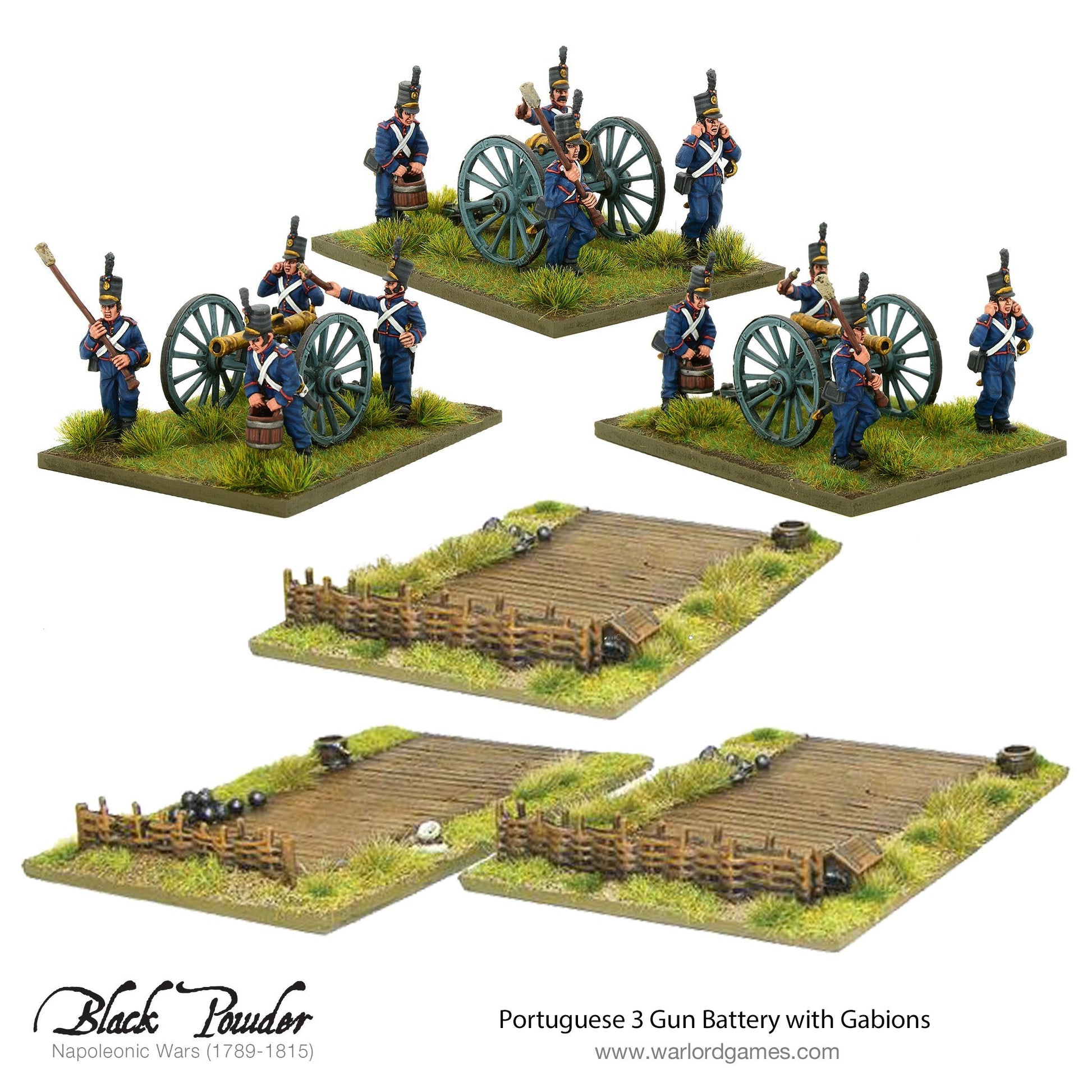 Black Powder: Portuguese 3 Gun Battery with Gabions