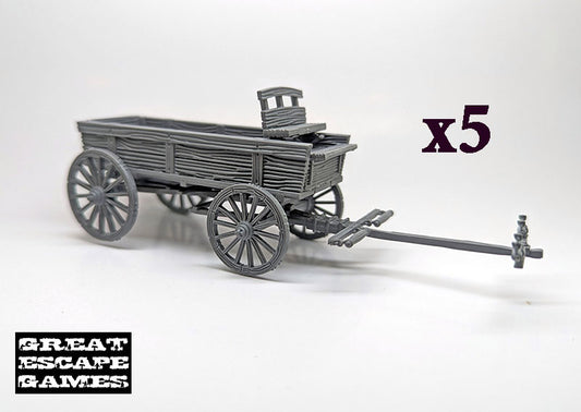 Wagon Park! - 5 x DMH Plastic Unhitched Wagons (Great Escape Games)