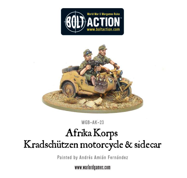 Bolt Action: German - Afrika Korps Kradschutzen motorcycle and sidecar