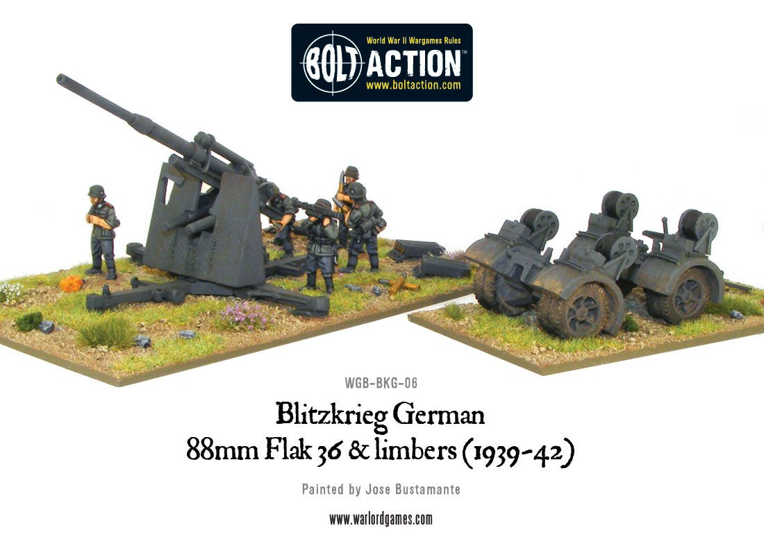 Bolt Action: German - Blitzkrieg German 88mm Flak 36 & limbers (1939-42)