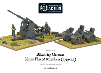 Bolt Action: German - Blitzkrieg German 88mm Flak 36 & limbers (1939-42)