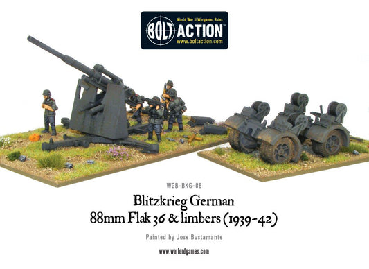 Bolt Action: German - Blitzkrieg German 88mm Flak 36 & limbers (1939-42)