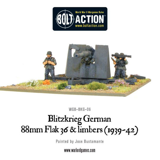 Bolt Action: German - Blitzkrieg German 88mm Flak 36 & limbers (1939-42)