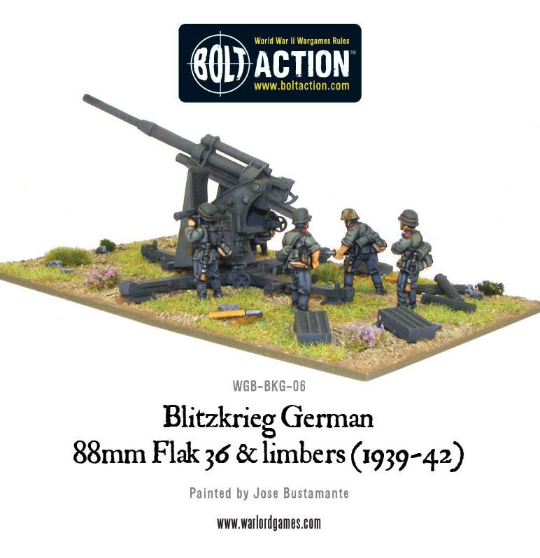 Bolt Action: German - Blitzkrieg German 88mm Flak 36 & limbers (1939-42)