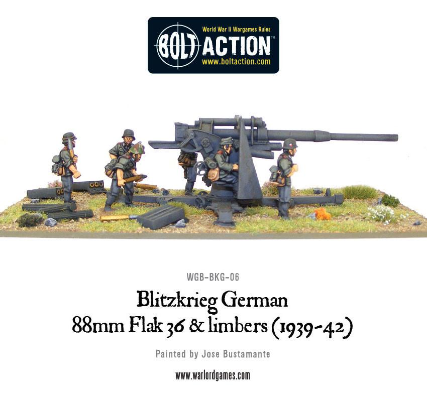 Bolt Action: German - Blitzkrieg German 88mm Flak 36 & limbers (1939-42)