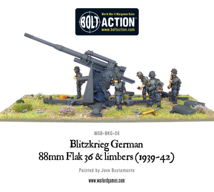 Bolt Action: German - Blitzkrieg German 88mm Flak 36 & limbers (1939-42)