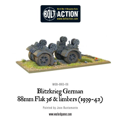 Bolt Action: German - Blitzkrieg German 88mm Flak 36 & limbers (1939-42)