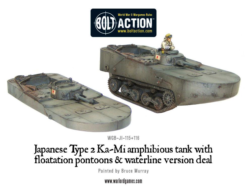 Bolt Action: Japan - Japanese Type 2 Ka-Mi amphibious tank with floatation pontoons & waterline version deal