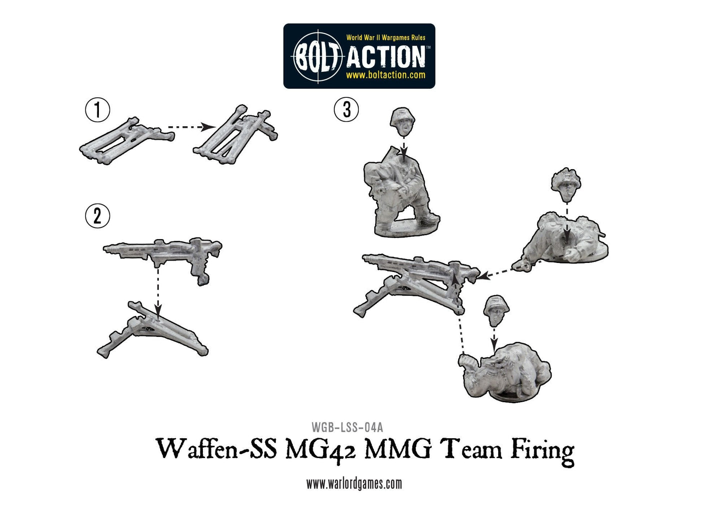 Bolt Action: German - Waffen-SS MG42 MMG team firing (1943-45)