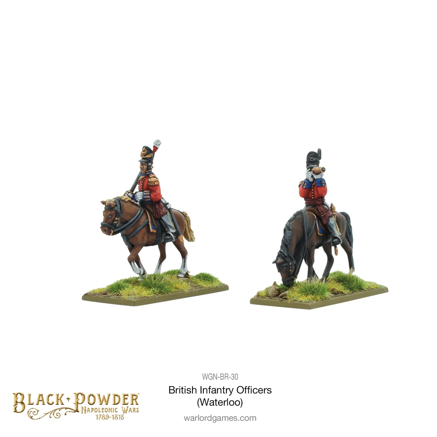 Black Powder: British - Mounted Napoleonic British Infantry Officers (Waterloo campaign)