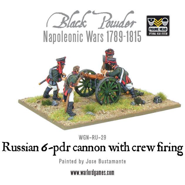 Black Powder: Napoleonic Russian 6 pdr cannon 1809-1815 with crew firing