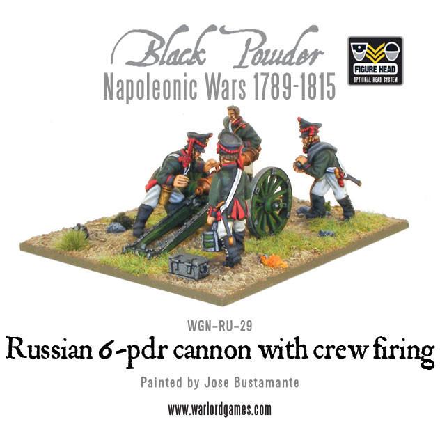 Black Powder: Napoleonic Russian 6 pdr cannon 1809-1815 with crew firing
