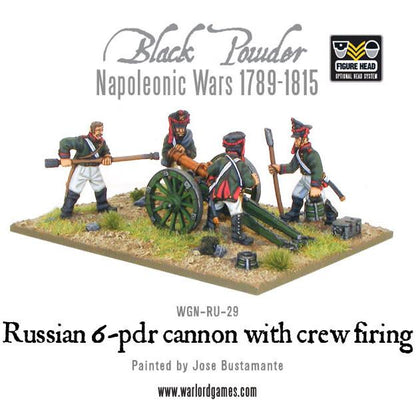 Black Powder: Napoleonic Russian 6 pdr cannon 1809-1815 with crew firing