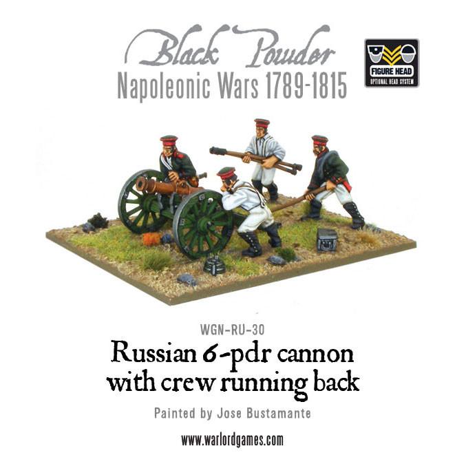 Black Powder: Napoleonic Russian 6 pdr cannon 1809-1815 with crew running back