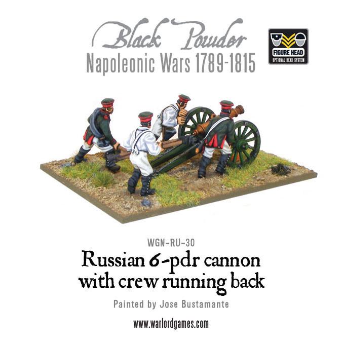 Black Powder: Napoleonic Russian 6 pdr cannon 1809-1815 with crew running back