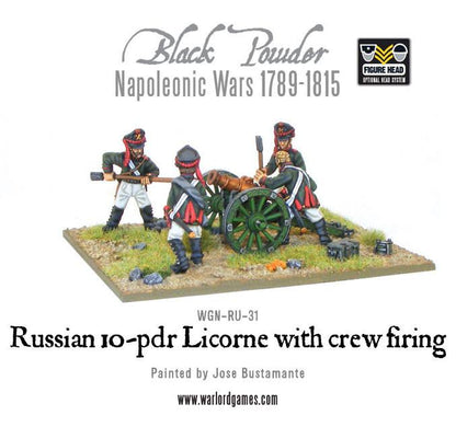 Black Powder: Napoleonic Russian 10-pdr Licorne howitzer 1809-1815 with crew firing