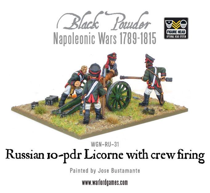 Black Powder: Napoleonic Russian 10-pdr Licorne howitzer 1809-1815 with crew firing